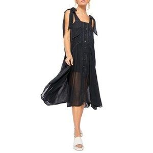 Free People Lou Lou Utility Midi Dress Navy S